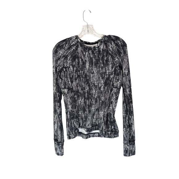 Lululemon Shirt Black White Long Sleeve Gym Workout Active Crewneck Size 4 - Picture 1 of 12